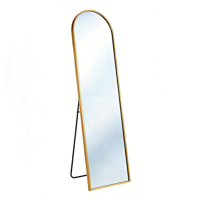 66" Gold Aluminum Arch Wall Mounted And Freestanding Framed Full Length Mirror HomeRoots