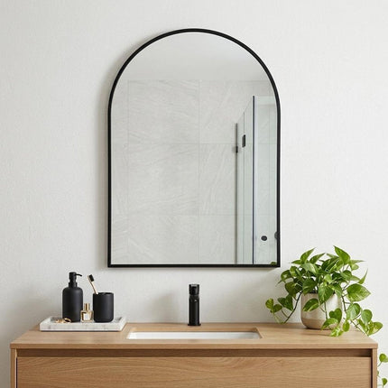 38" Black Aluminum Arch Framed Anti Fog Accent Mirror HomeRoots