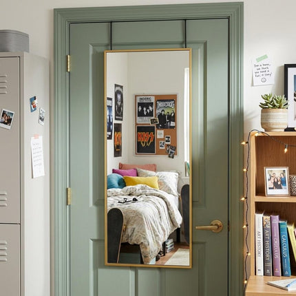 47" Gold Aluminum Over the Door Framed Accent Mirror HomeRoots