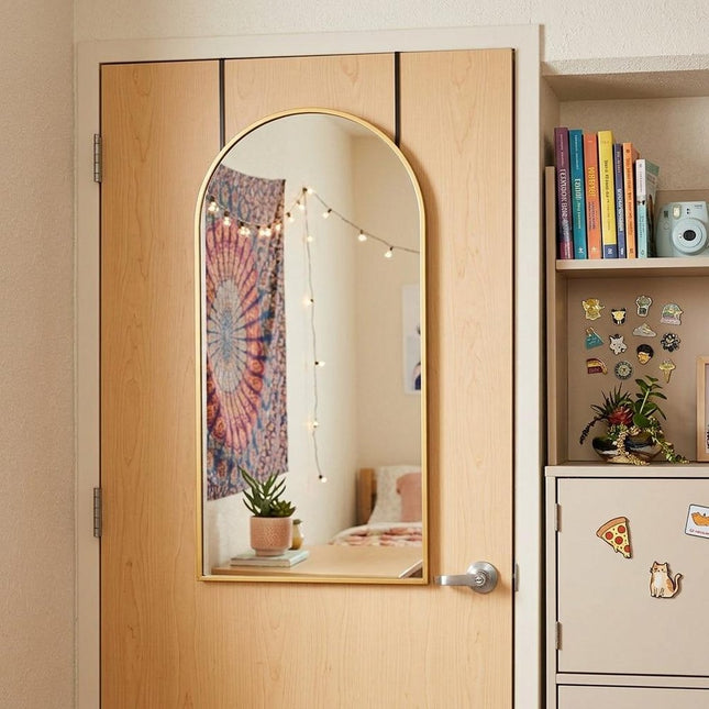 47" Gold Aluminum Arch Over the Door Framed Accent Mirror HomeRoots