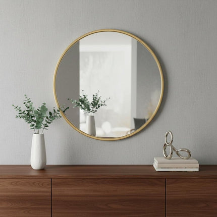 20" Gold Aluminum Round Framed Accent Mirror HomeRoots