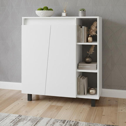 32" White Wood Sideboard With Two Doors HomeRoots