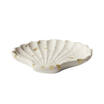 4" White And Gold Resin Handmade Seashell Trinket Tray HomeRoots