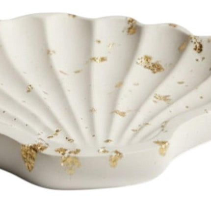 4" White And Gold Resin Handmade Seashell Trinket Tray HomeRoots