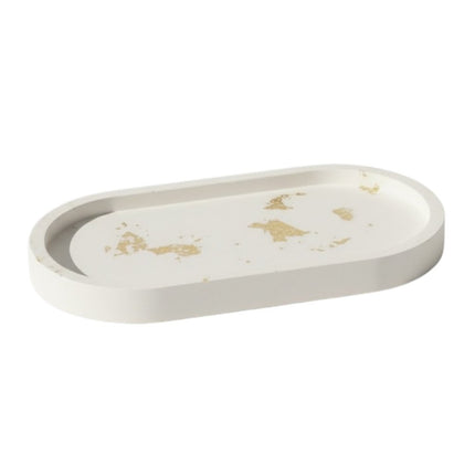 7" White And Gold Resin Handmade Oval Trinket Tray HomeRoots