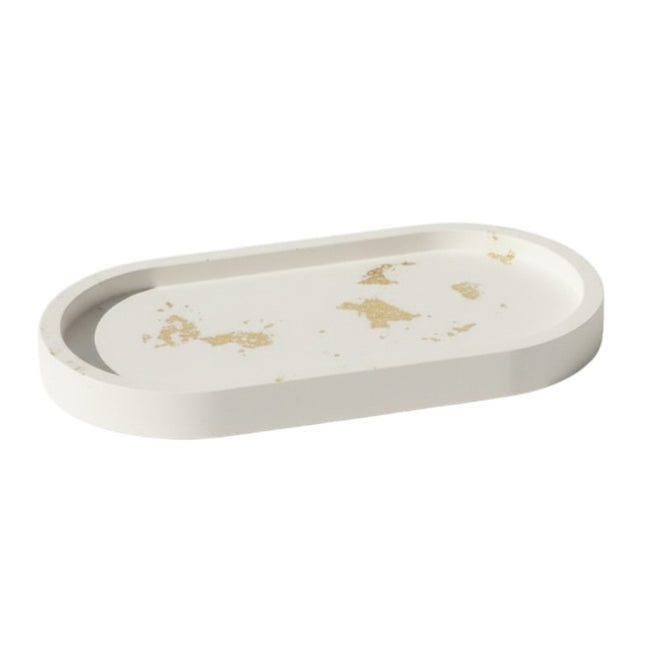 7" White And Gold Resin Handmade Oval Trinket Tray HomeRoots