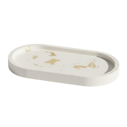 7" White And Gold Resin Handmade Oval Trinket Tray HomeRoots