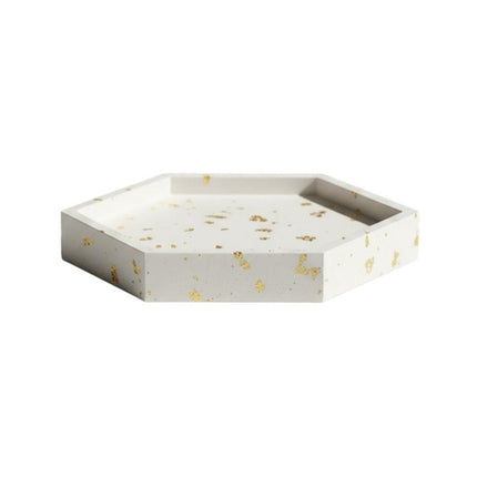 5" White And Gold Resin Handmade Hexagon Trinket Tray HomeRoots