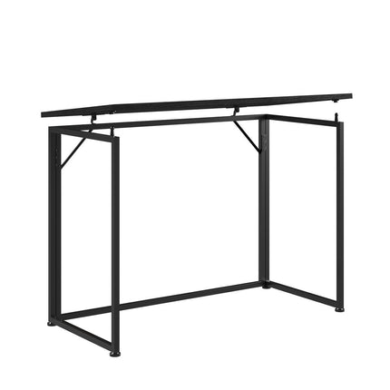 40" Black Wood and Steel Folding Sled Computer Desk HomeRoots