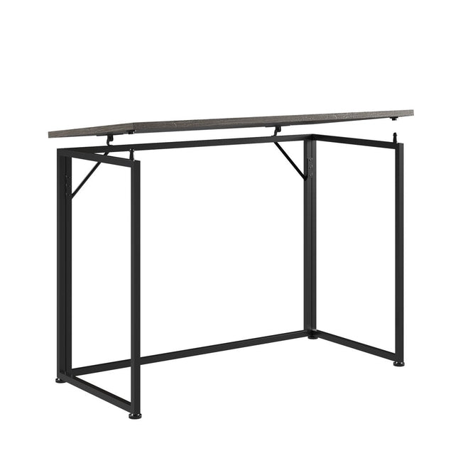 40" Gray and Black Wood and Steel Folding Computer Desk HomeRoots