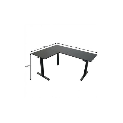 Adjustable Black Wood and Steel L Shape T-Shape Standing Desk HomeRoots