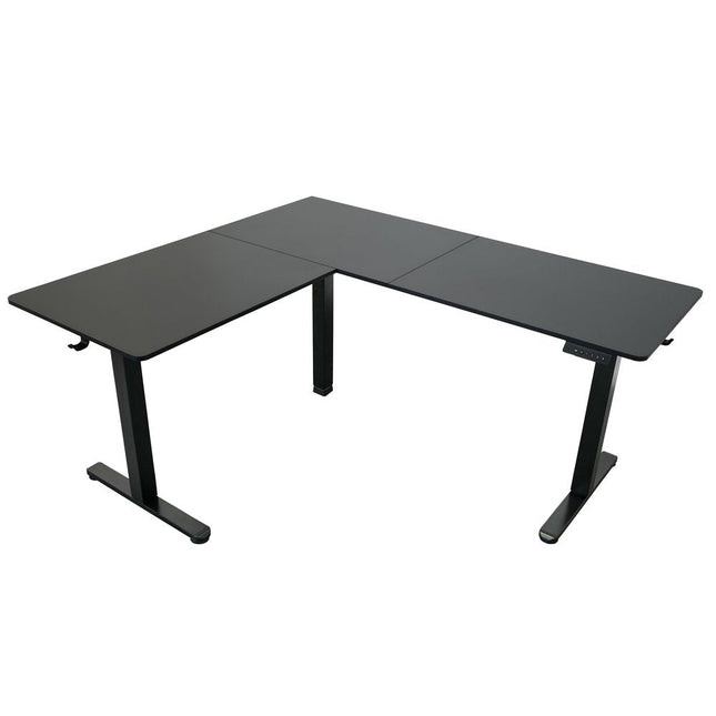 Adjustable Black Wood and Steel L Shape T-Shape Standing Desk HomeRoots
