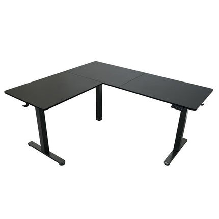 Adjustable Black Wood and Steel L Shape T-Shape Standing Desk HomeRoots