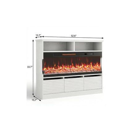 53" White Wood Fireplace Entertainment Center With Fireplace HomeRoots