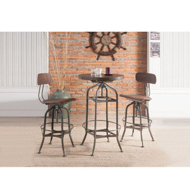 ACME 72380 Kaeso Bar Table, Walnut & Gunmetal (1Set/2Ctn) ACME Furniture