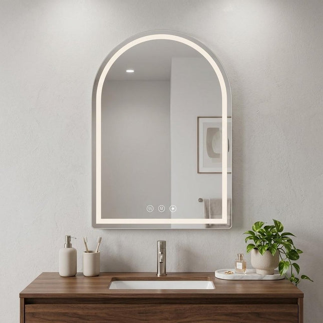 28" Arch Lighted Frameless Bathroom Vanity Mirror HomeRoots