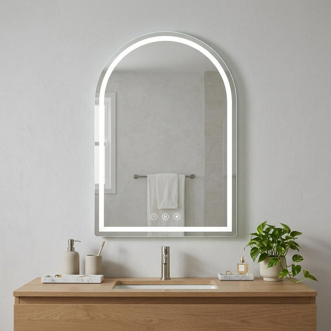28" Arch Lighted Frameless Bathroom Vanity Mirror HomeRoots