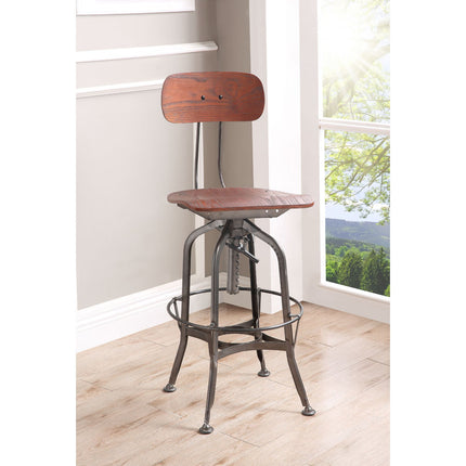 ACME 72382 Kaeso Adjustable Stool with Swivel (1 Piece), Walnut & Gunmetal, 25~30" Seat Height