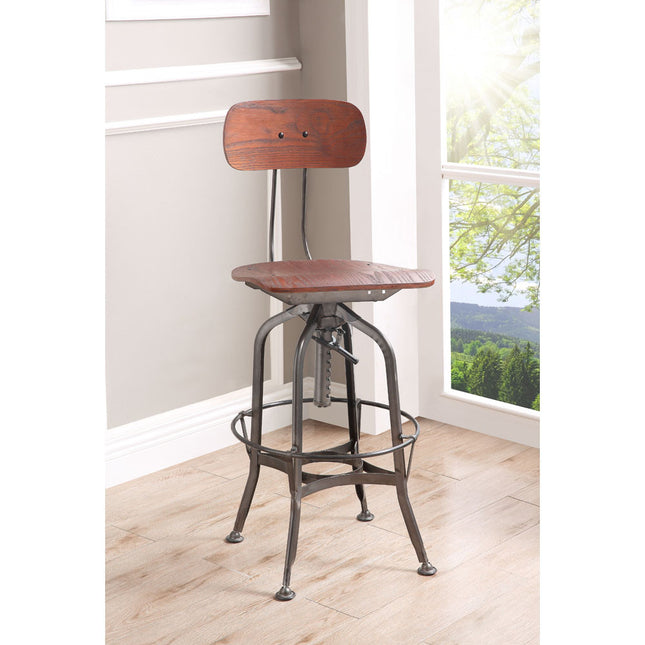 ACME 72382 Kaeso Adjustable Stool with Swivel (1 Piece), Walnut & Gunmetal, 25~30" Seat Height