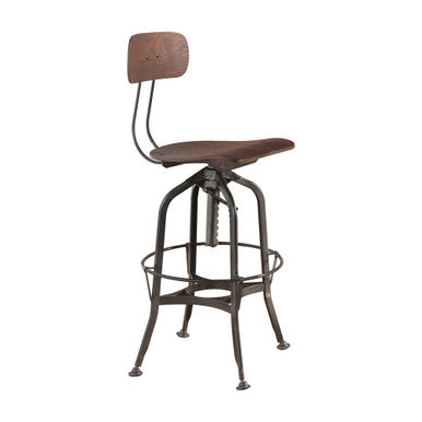 ACME 72382 Kaeso Adjustable Stool with Swivel (1 Piece), Walnut & Gunmetal, 25~30" Seat Height ACME Furniture