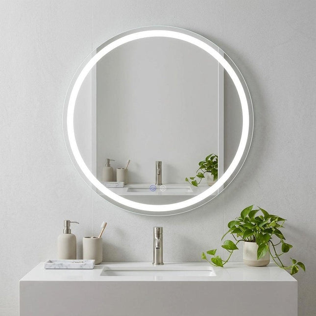 24" Round Lighted Frameless Anti Fog Bathroom Vanity Mirror HomeRoots