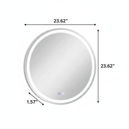 24" Round Lighted Frameless Anti Fog Bathroom Vanity Mirror HomeRoots