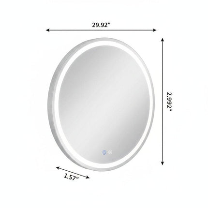 30" Round Lighted Frameless Anti Fog Bathroom Vanity Mirror HomeRoots