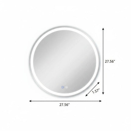 28" Round Lighted Frameless Anti Fog Bathroom Vanity Mirror HomeRoots