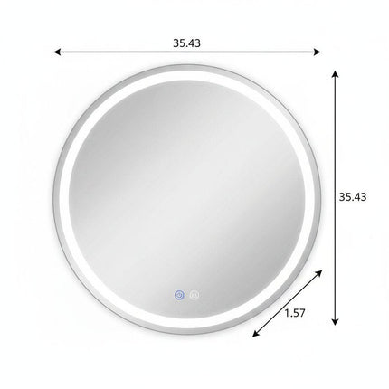 35" Round Lighted Frameless Anti Fog Bathroom Vanity Mirror HomeRoots