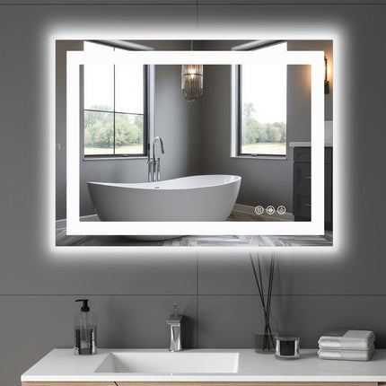 24" Lighted Frameless Anti Fog Bathroom Vanity Mirror HomeRoots