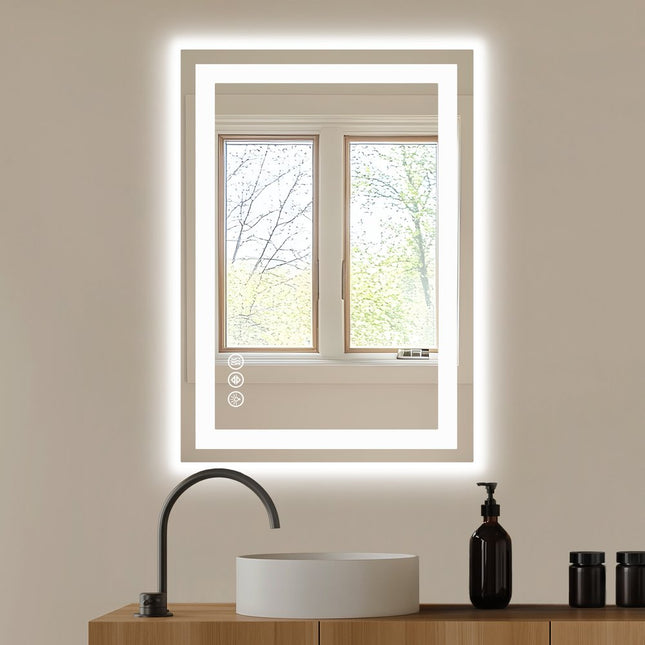 27" Lighted Frameless Anti Fog Bathroom Vanity Mirror