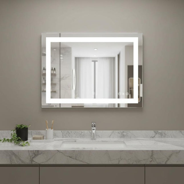 27" Lighted Frameless Anti Fog Bathroom Vanity Mirror HomeRoots