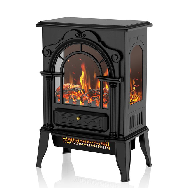 15" Black Metal Electric Fireplace