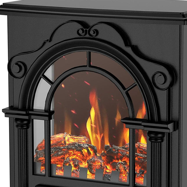 15" Black Metal Electric Fireplace