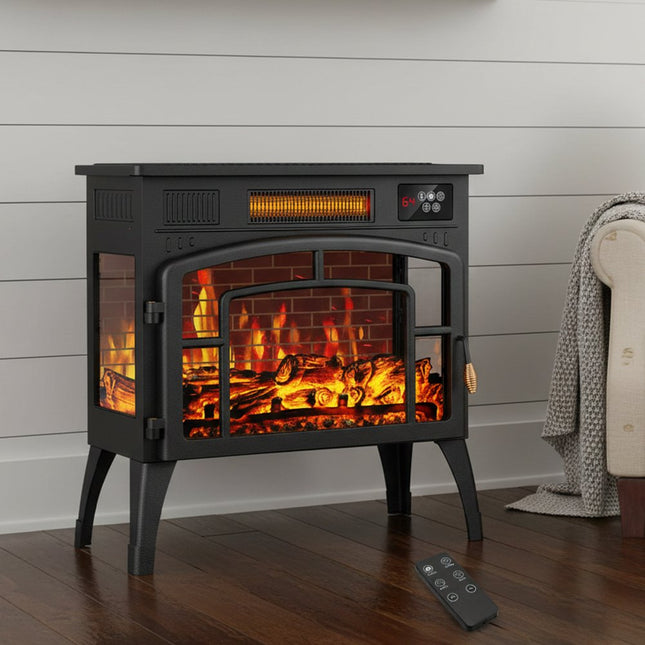 23" Black Metal Electric Fireplace HomeRoots