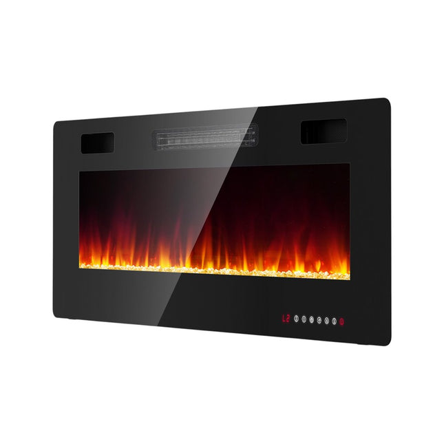 36" Black Metal Electric Fireplace HomeRoots