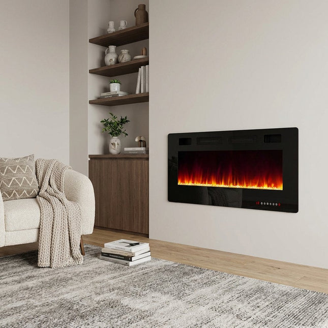 42" Black Metal Electric Fireplace HomeRoots