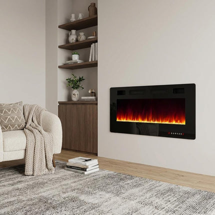 42" Black Metal Electric Fireplace