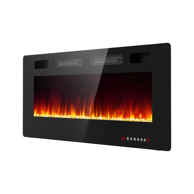 42" Black Metal Electric Fireplace HomeRoots