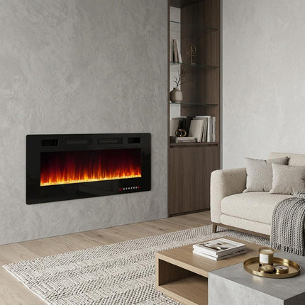 50" Black Metal Electric Fireplace