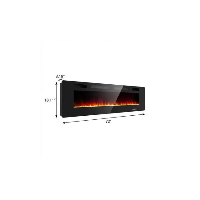 72" Black Metal Electric Fireplace HomeRoots