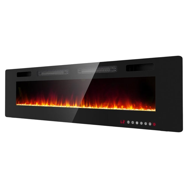 72" Black Metal Electric Fireplace HomeRoots