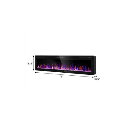 72" Black Metal Electric Fireplace