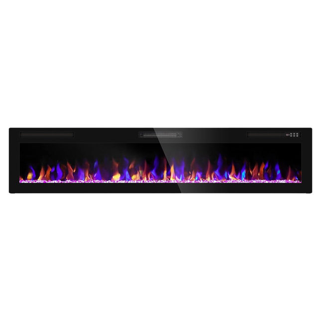 72" Black Metal Electric Fireplace HomeRoots