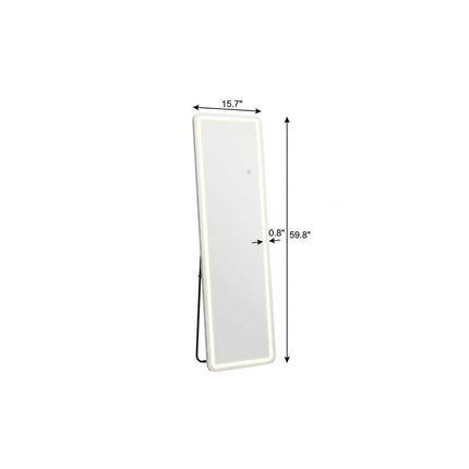 60" Silver Lighted Freestanding And Wall Mounted Framed Full Length Mirror HomeRoots