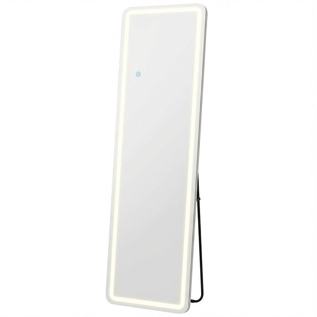 70" Silver Lighted Freestanding And Wall Mounted Framed Full Length Mirror HomeRoots