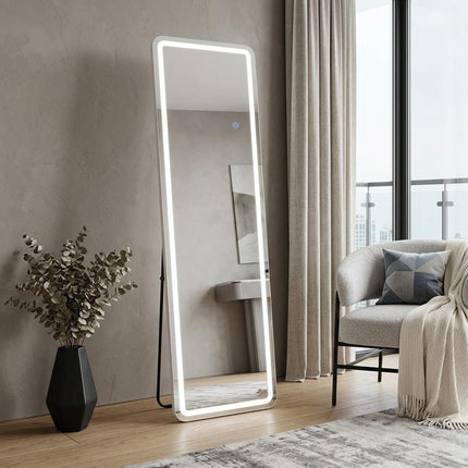 70" Silver Lighted Freestanding And Wall Mounted Framed Full Length Mirror HomeRoots