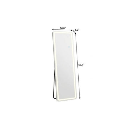 64" Silver Lighted Wall Mounted And Freestanding Framed Full Length Mirror HomeRoots