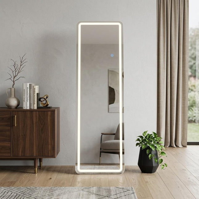 64" Clear Lighted Freestanding And Wall Mounted Framed Full Length Mirror HomeRoots