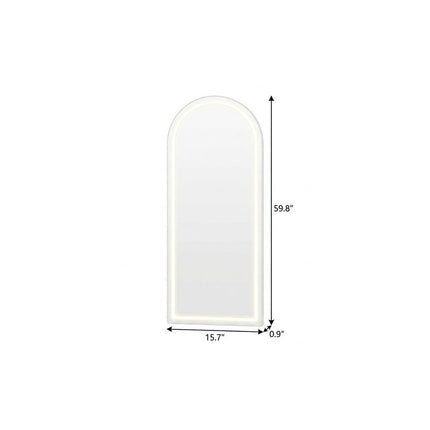 60" Arch Lighted Wall Mounted And Freestanding Frameless Full Length Mirror HomeRoots